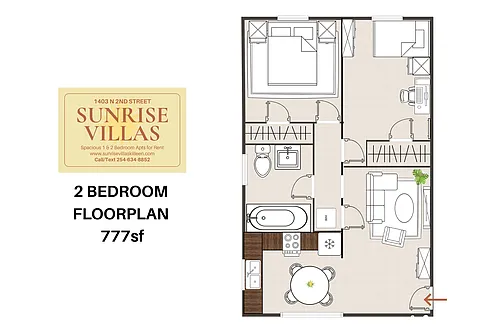 Floor plan 2BD2BA PREMIUM Kitchen Bathroom