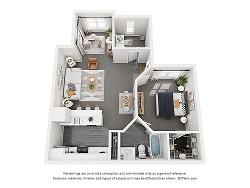 Floor plan A1 Sandpiper - 1 Bedroom, 1 Bathroom