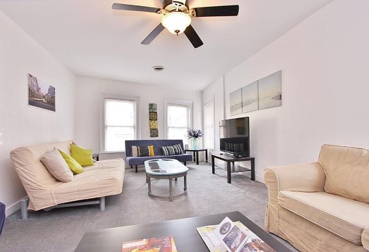 Huge living room with loads of light