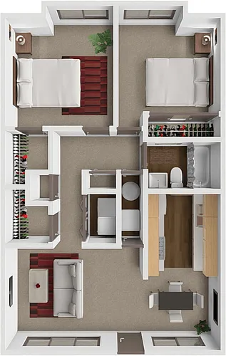 Floor plan 2 Bed 1 Bath