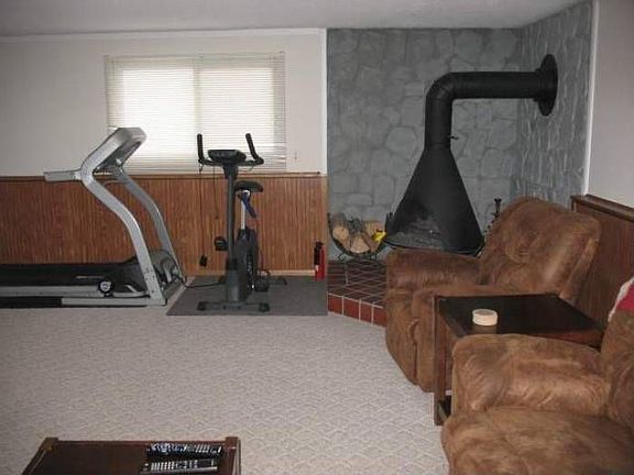 Wood stove in family room