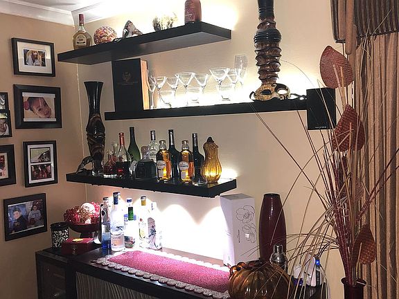 Lighted Bar area with fridge