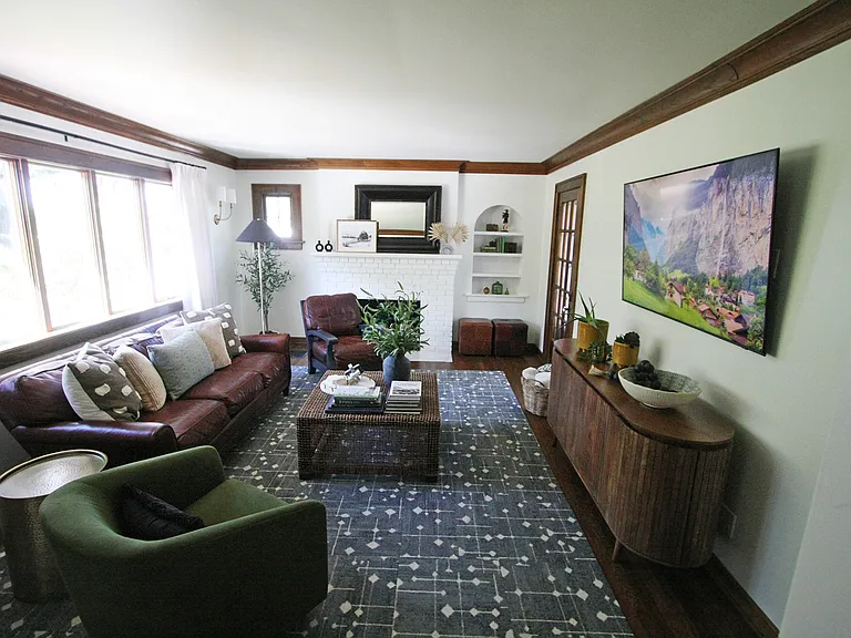 Enjoy the spacious comfortable living room. Door leads to private back patio.