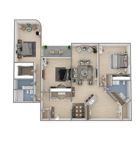 Floor plan 3 Bedroom, 2 Bathroom