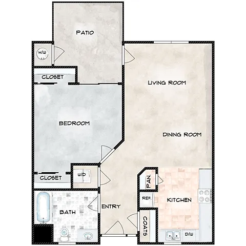 Floor plan 1 Bedroom 1 Bathroom