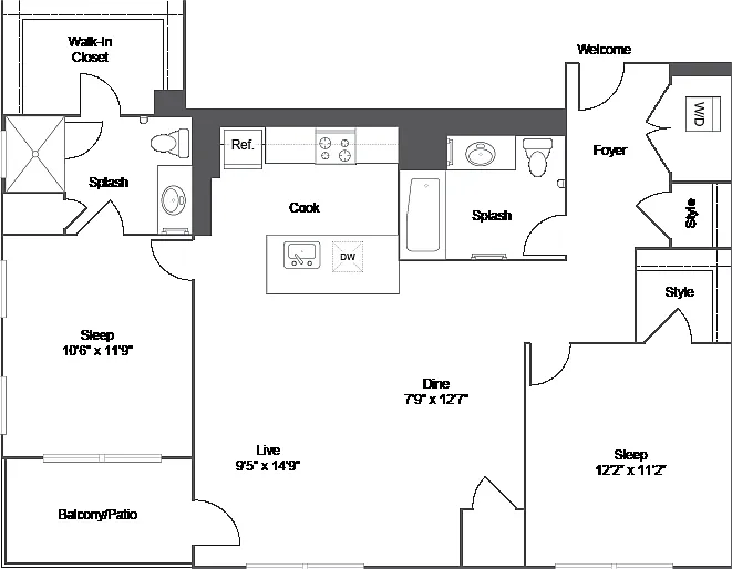 B6 2-Bedroom Floorplan B6 2-Bedroom Floorplan