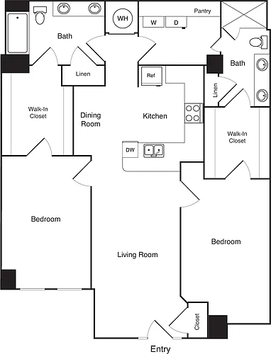 Floor plan 2 Bedrooms B1