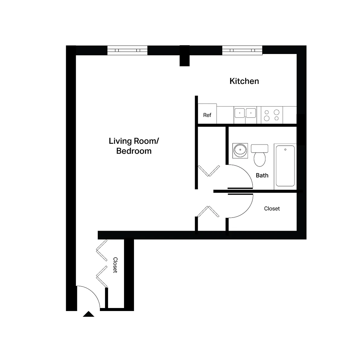 Floor plan Income-Restricted Studio