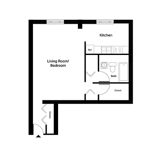 Floor plan Income-Restricted Studio