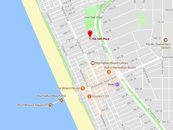 Location! 1-1/2 blocks to the beach! 3 blocks to downtown MB! Next to Live Oak Park!