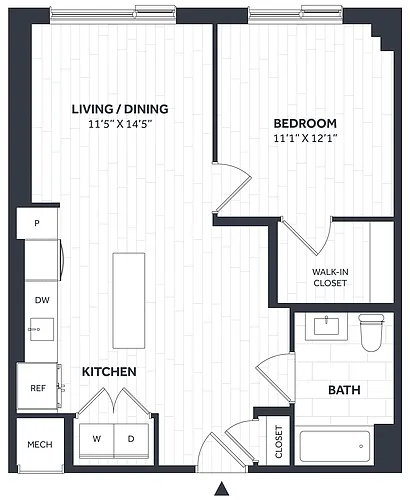 Floor plan 1 Bed/1 Bath - Stratos - AA02