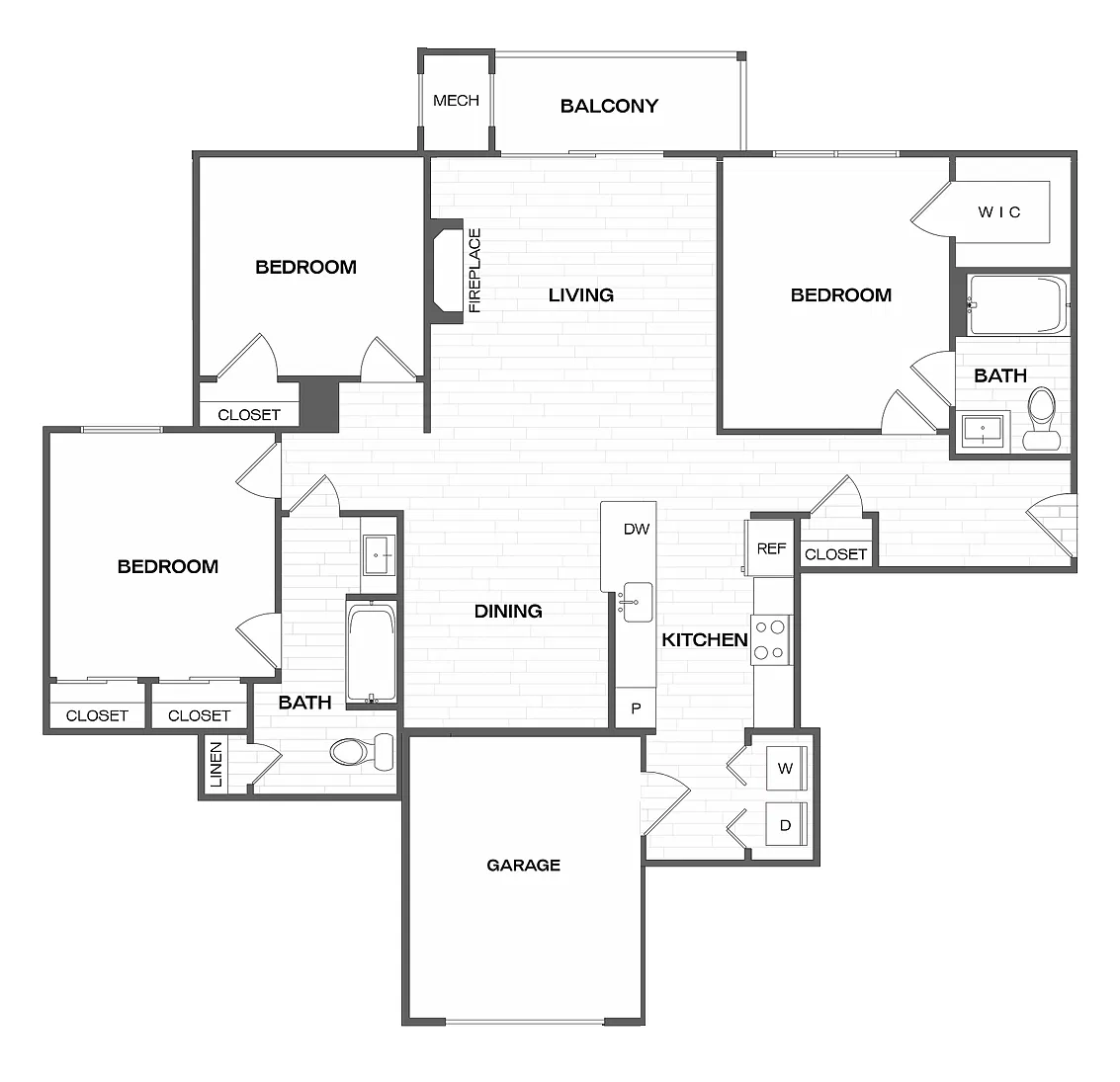Floor plan 3 Bed/2 Bath-C1
