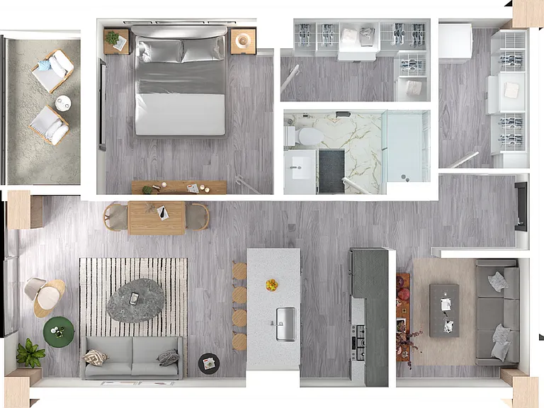 Cherry - 1 BD + Den / 1 BA - 833 SF Cherry - 1 BD + Den / 1 BA - 833 SF