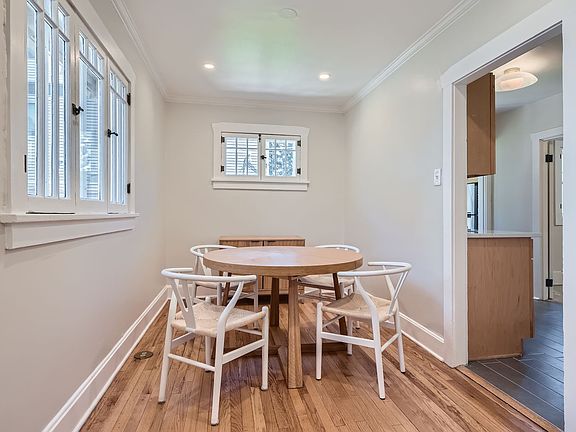 Historic windows in the dining room add to the home's charm!
