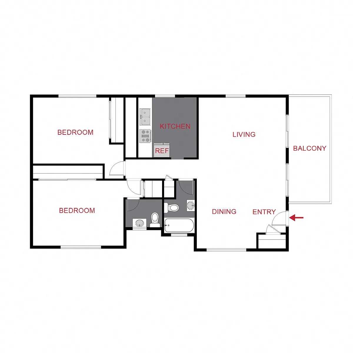 Floor plan Plan B - Two Bedroom