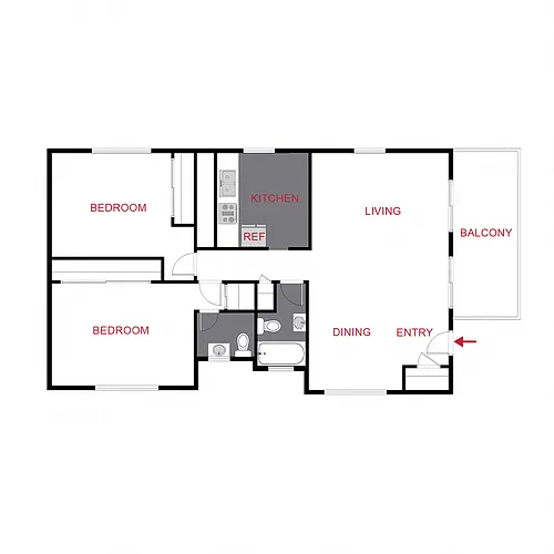 Floor plan Plan B - Two Bedroom