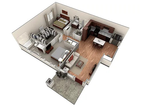Floor plan 2 BR Designer Courtyard Tandem
