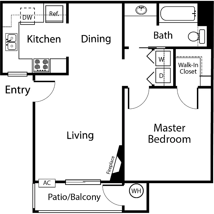 Floor plan 1 Bedroom 1 Bathroom