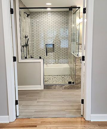 View from master bedroom to bathroom