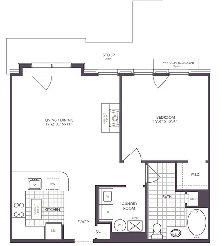 Floor plan 1 Bed/ 1 Bath