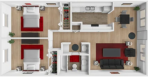 Floor plan TA 2 Bed 1 Bath