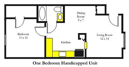 Floor plan 1BR Handicapped