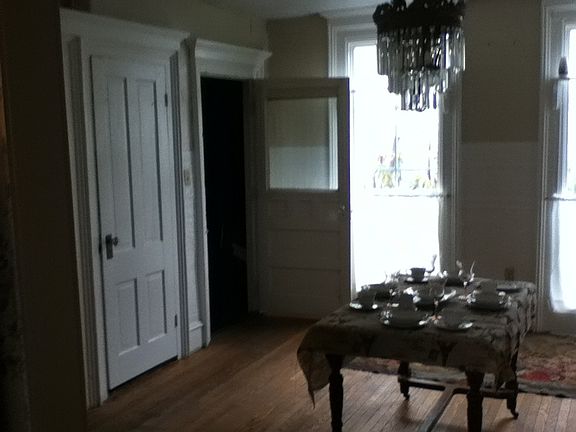 dining room with chandelier