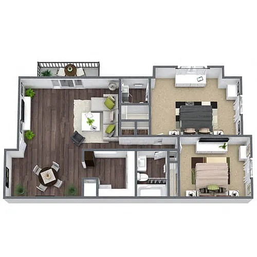 Floor plan B3: 2 Bed 2 Bath
