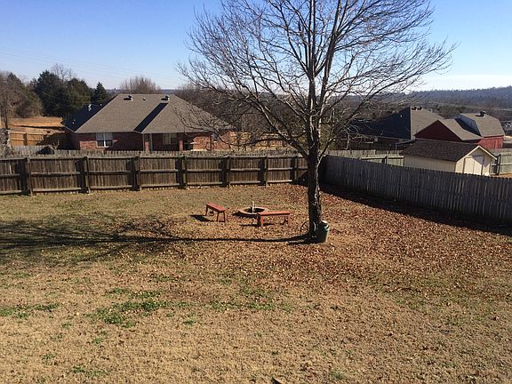 Backyard with fire pit.