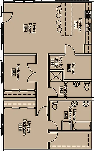 Floor plan 2 Bedroom 2 Bath Premium