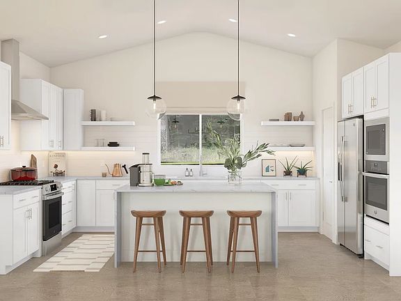 Kitchen with center island and pendant lighting