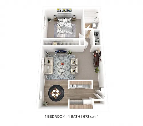 Floor plan One Bedroom - 672 sqft Antietam Arms