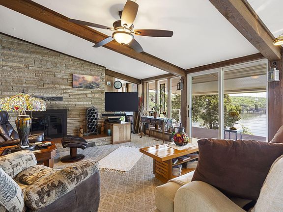 Living room looks to lake