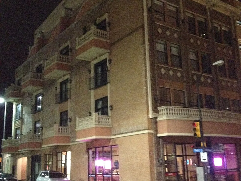 Building at night.
