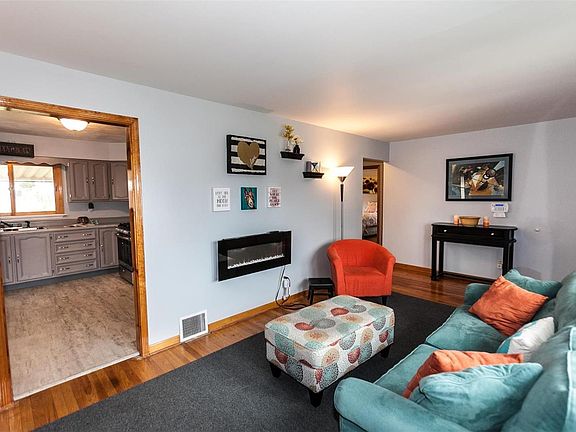 Living room opens into over sized kitchen/breakfast room.