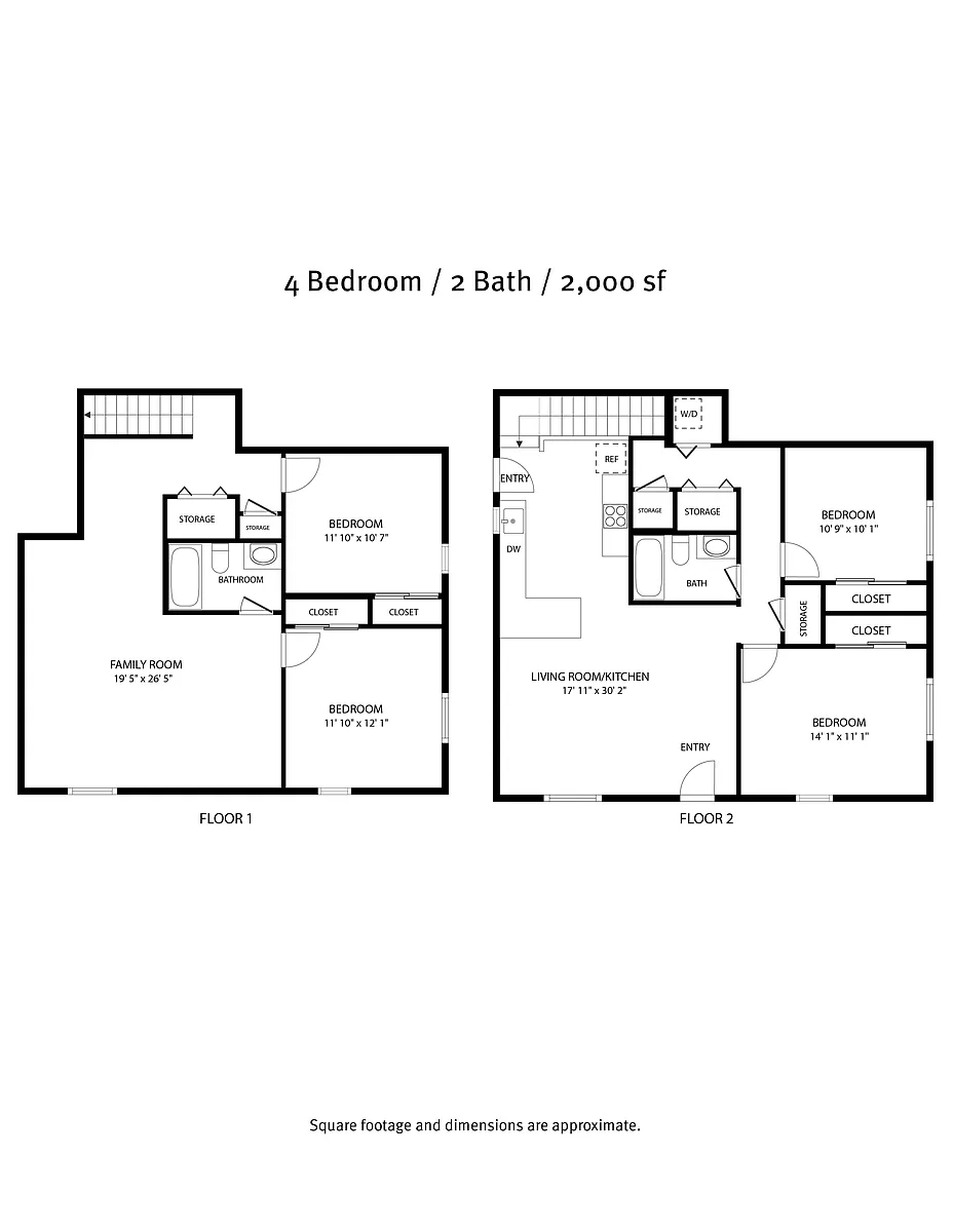 Floor plan 4 Beds and 2 Baths