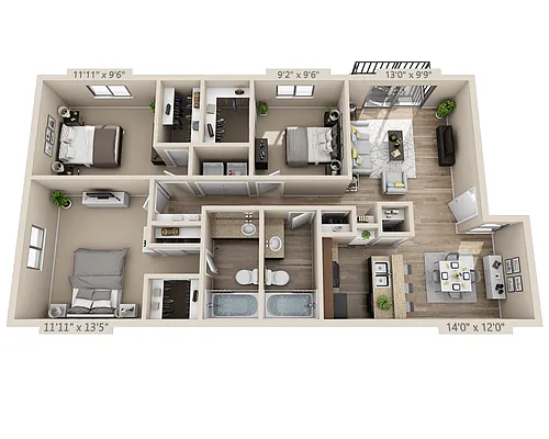 Floor plan Three Bedroom C2OW