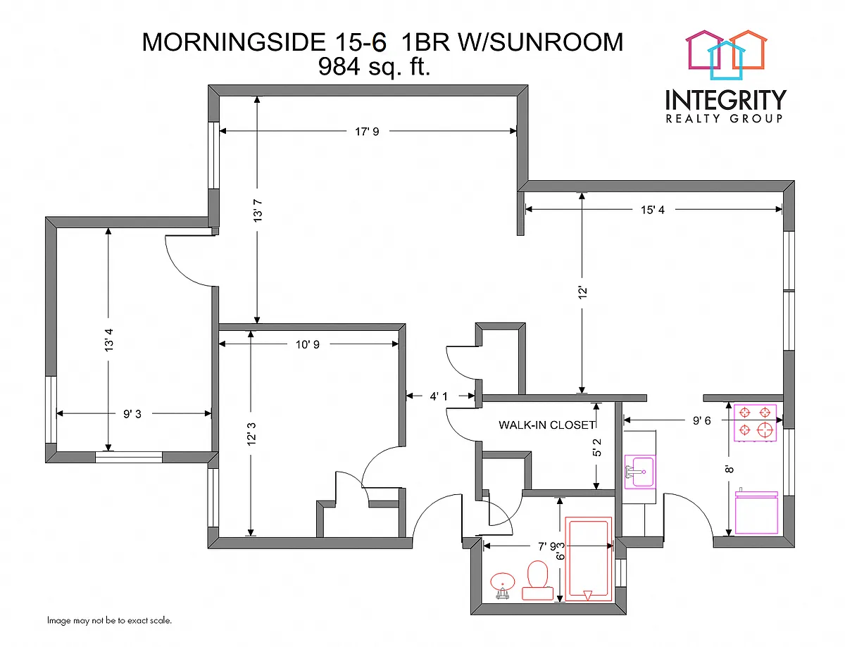 Floor plan Morningside 1 Bedroom 1 Bath Large