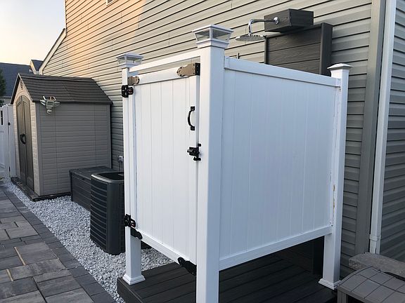 Outdoor shower and shed
