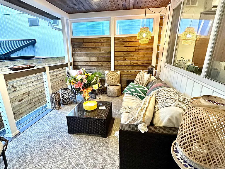 Covered private porch (has zipper enclosure to make it more a 3 season space)