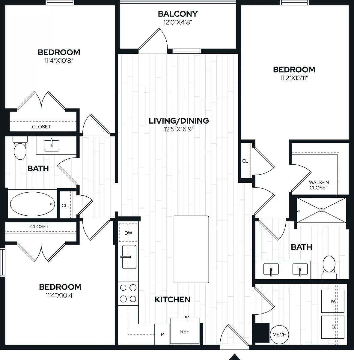 Floor plan 3 Bed/2 Bath-C1