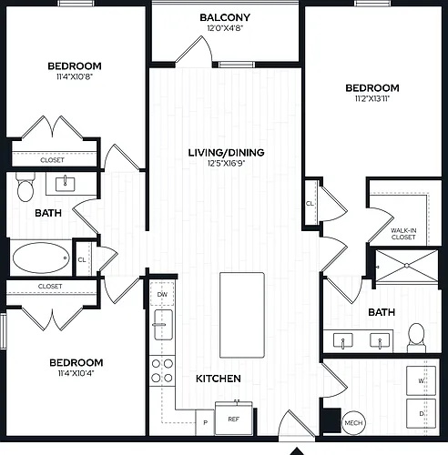 Floor plan 3 Bed/2 Bath-C1