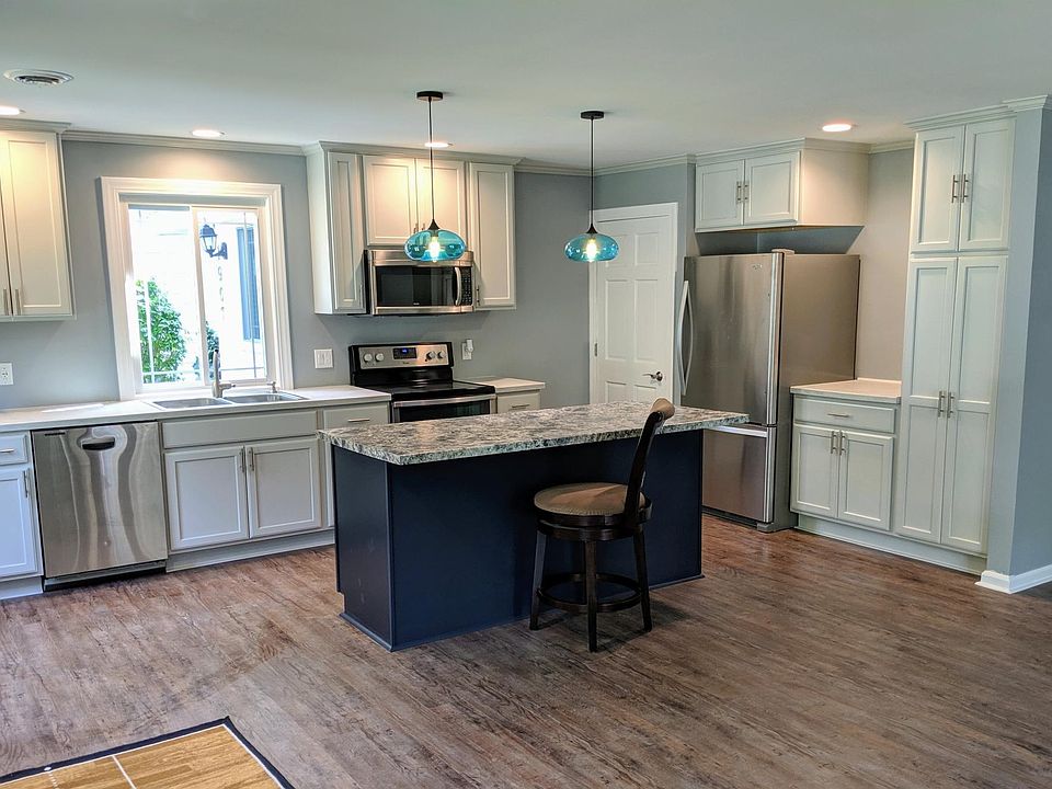 Kitchen with recessed lighting