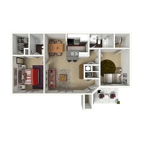Floor plan Two Bed, Two Bath