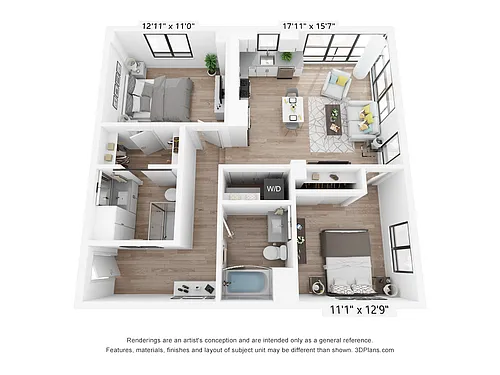 Floor plan 2 Bed x 2.5 Bath