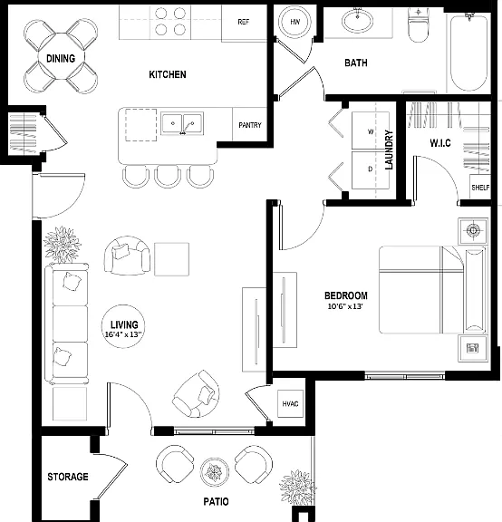 Sage Point Village Apartments 1 Bedroom 1 Bathroom Floor Plan in Ammon ID Sage Point Village Apartments 1 Bedroom 1 Bathroom Floor Plan in Ammon ID