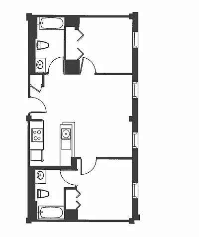 Floor plan 2 Bed 2 Bath - B2B