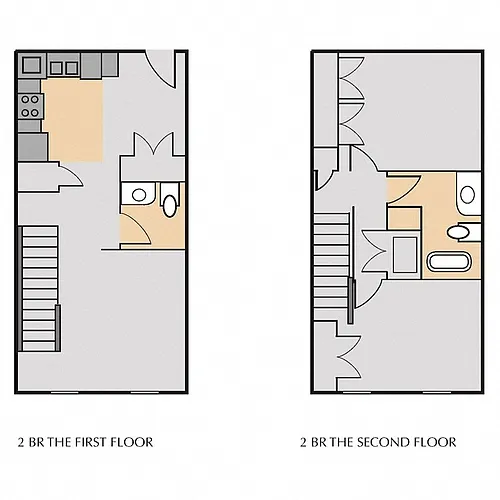 Floor plan 2 Bedroom Townhome