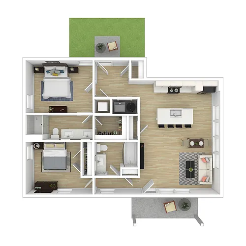 Floor plan 2 BR Stacked Duplex- Ground