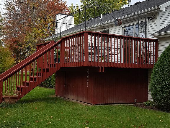Deck with storage beneath.